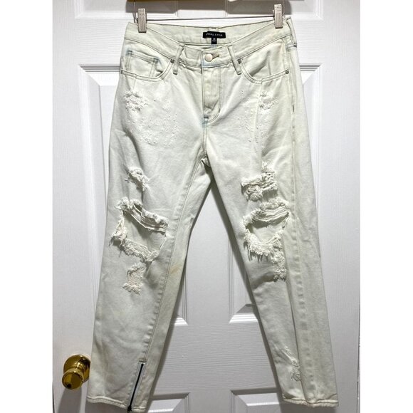 Kendall & Kylie Super Light Acid Wash Distressed Jean Zip Hem Women's Size 26 - Picture 1 of 7